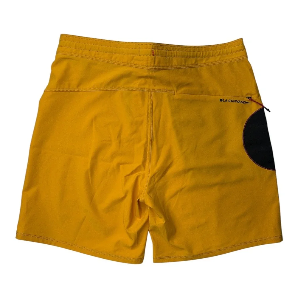 Ola Canvas Blackball Boardshorts Mustard Yellow Mens 28 Swim Trunks Costa Mesa